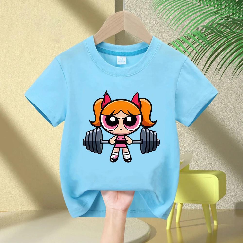 Girls Super Powerful Blouse Training Streetwear Tshirt Kids Shirt Academy Fitness Tshirt
