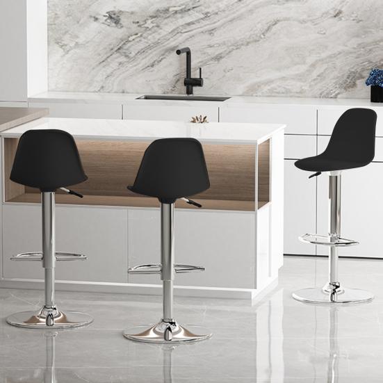 Bar Stools Set of 2 Faux Leather Counter Height Barstools with Back & Footrest Height Adjustable Swivel Bar Chairs Modern Armless Island Stool