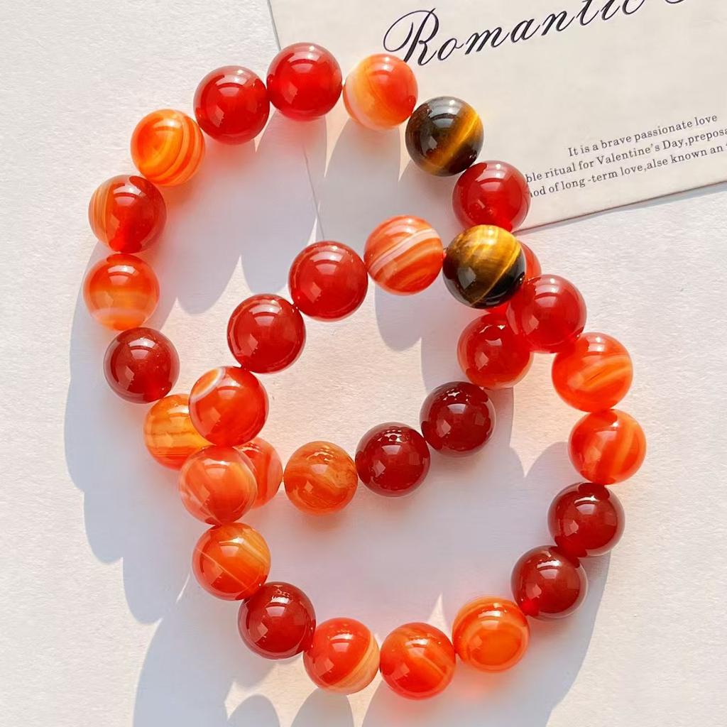 10Mm High Quality Natural Chalcedony Agate Tiger'S Eye Stone Bracelet Bracelet