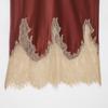 Z European Style 2025 Color Block Lace Silk Satin Skirt