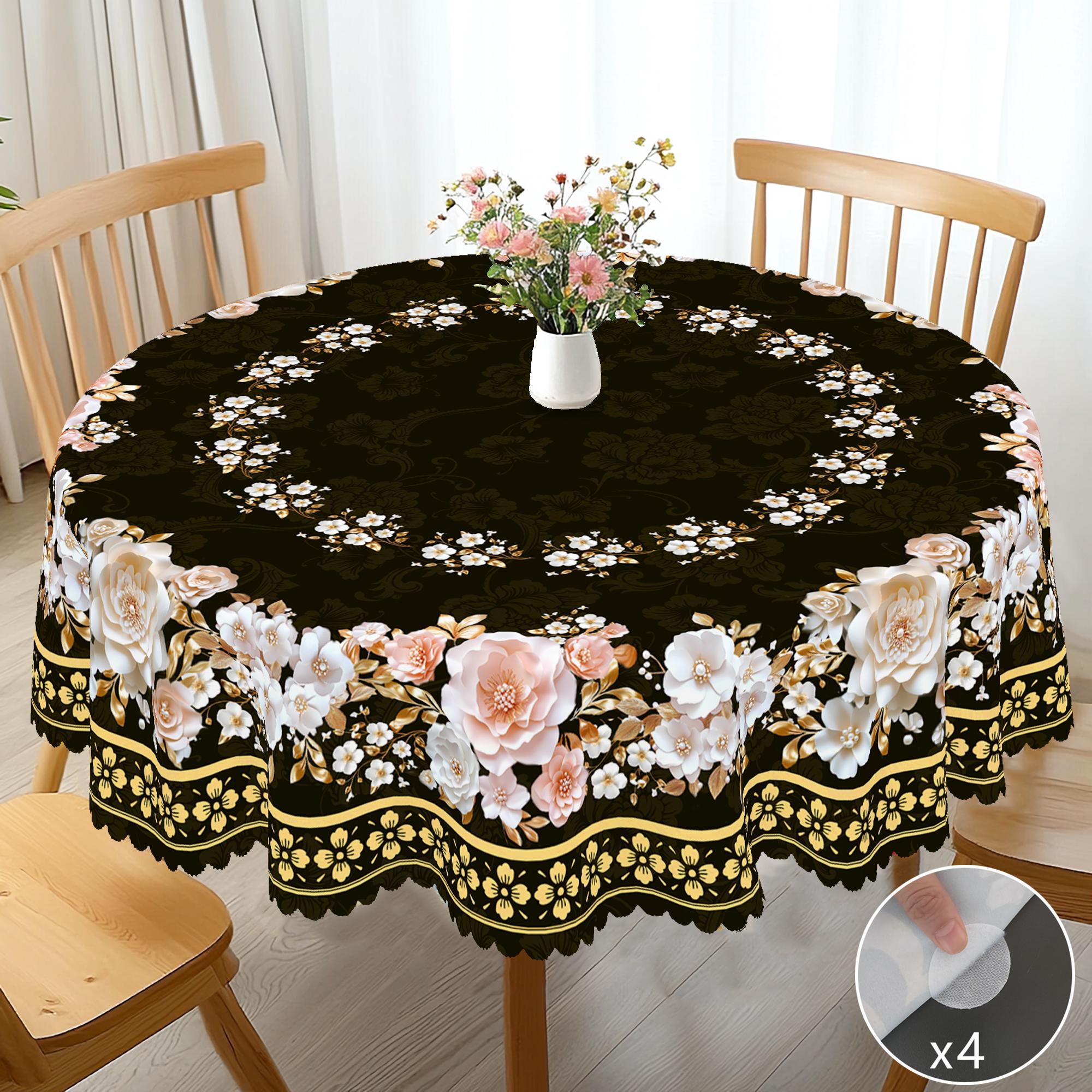 

1 Piece Of Spring Flower Theme Round Tablecloth, Pink And White Stereo Flower Pattern Printed Rectangular Tablecloth, Holiday Party Tablecloth, Outdoo Round (152)Cm
