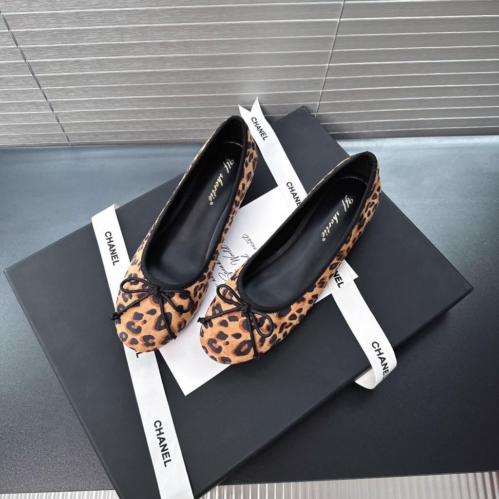 Height increase 5CM bow soft sole leopard print single shoes women's 2025 autumn new French round head not tired feet ballet shoes