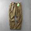 Men's Winter Casual Pants Windproof and Waterproof Outdoor Plus Velvet Soft Shell Pants Straight Multi-bag Tooling Men Gift Belt