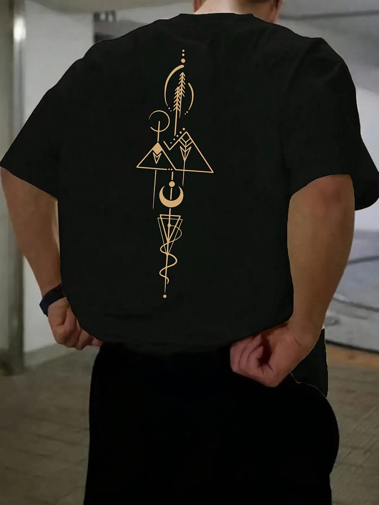 Unique Geometric Print 100 Cotton Men Woment Tshirt Summer Autumn Daily Outdoor Sports Party Casual Loose Street Short Sleeve