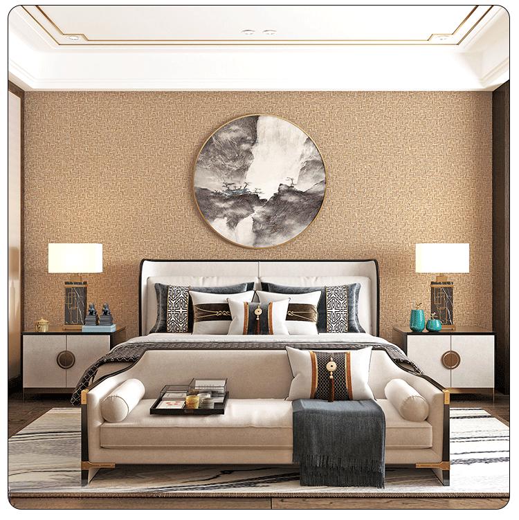 PVC Wallpaper Solid Color Plain Linen Patterned Imitation Straw Woven Wallpaper for Non Self-adhesive waterproof minimalist