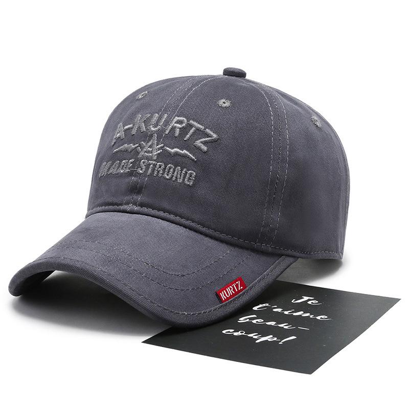 

Мужская вышитая кепка-утка: Корейский стиль, свободная посадка, защита от солнца для весны/лета Gray with Small Red Brim Tag