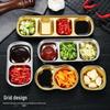 Golden Korean-Style Dual & Triple Compartment Stainless Steel Dipping Sauce Dish