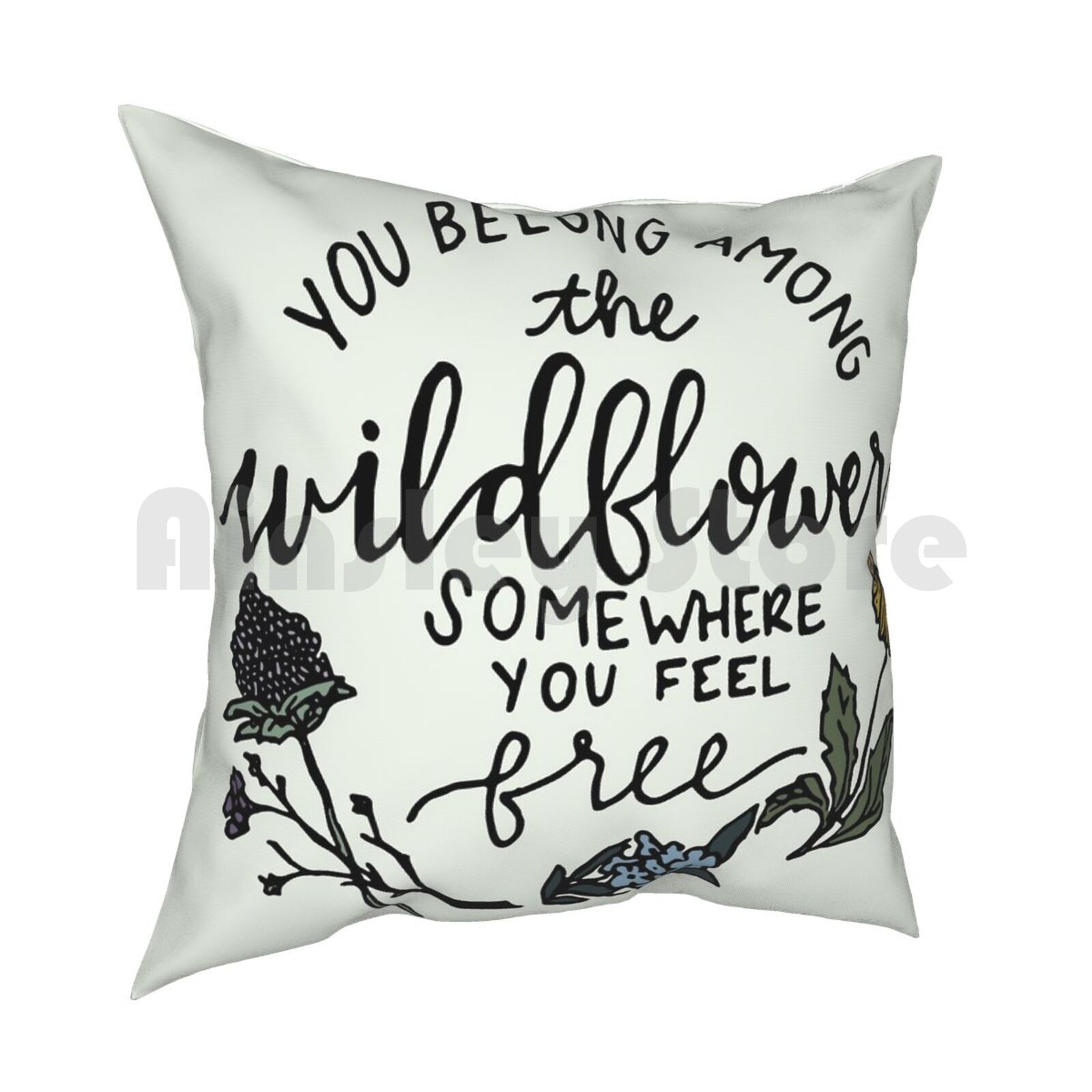 Among The Wildflowers Pillow Case Printed Home Soft Throw Pillow Music Lyrics Classic Wildflowers Flowers Pretty Floral 30x30cm 12x12in