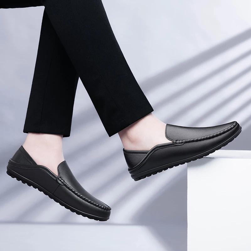 Men Shoes slip on fashion Casual Genuine Leather Mens Loafers Moccasins Designer Boat Shoes High Quality Chaussure Homme