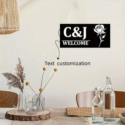 Custom Metal Door Sign with Name & Number, Elegant Home Outdoor Plaque, Wedding Display