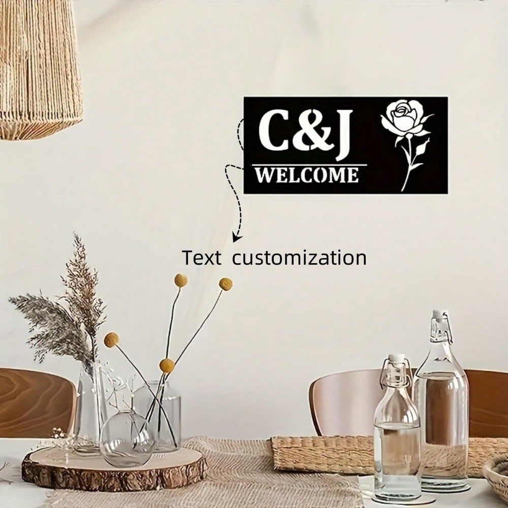 Custom Metal Door Sign with Name & Number, Elegant Home Outdoor Plaque, Wedding Display