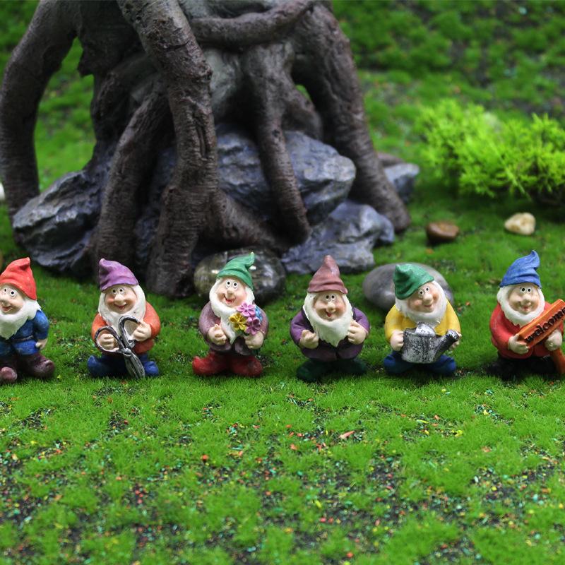 7 stuks Miniatuur Kerst Dwerg Landschapsdecoratie Tuin Dwerg Hars Beeldje Ambacht