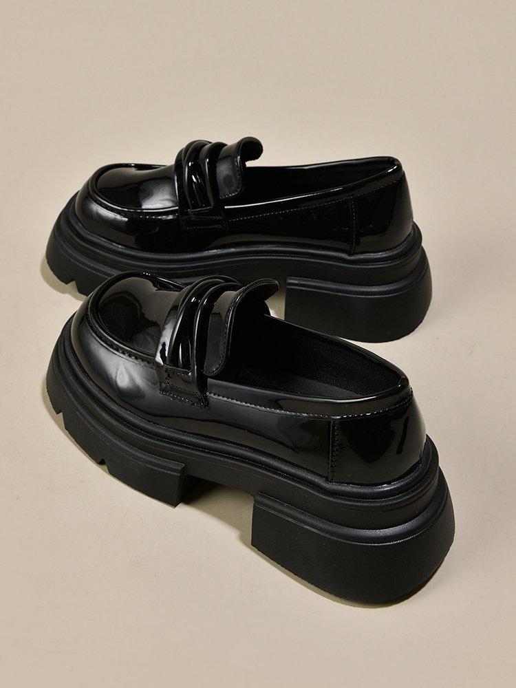 Platform British style small leather shoes women's spring 2025 new women's shoes black versatile loafers one-pedal single shoes