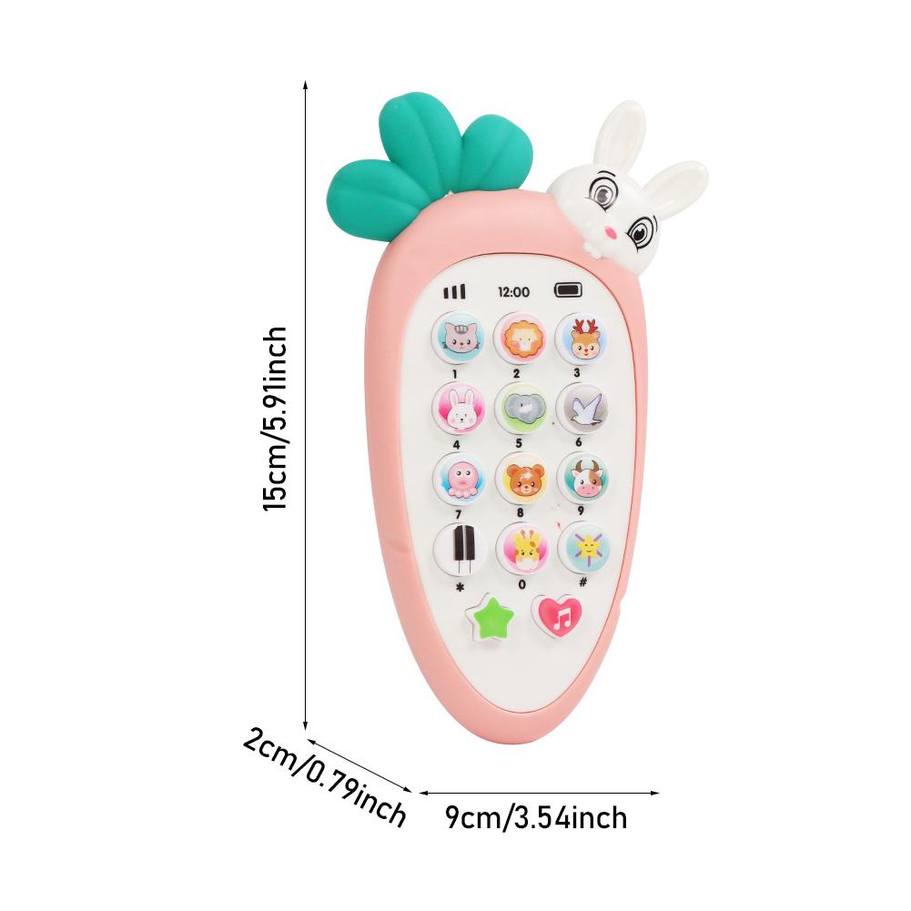 Creative Cartoon Rabbit Carrot Simulation Music Phone Toys Silicone Can Chew Mobile Phones Baby Education Learning Props Gifts