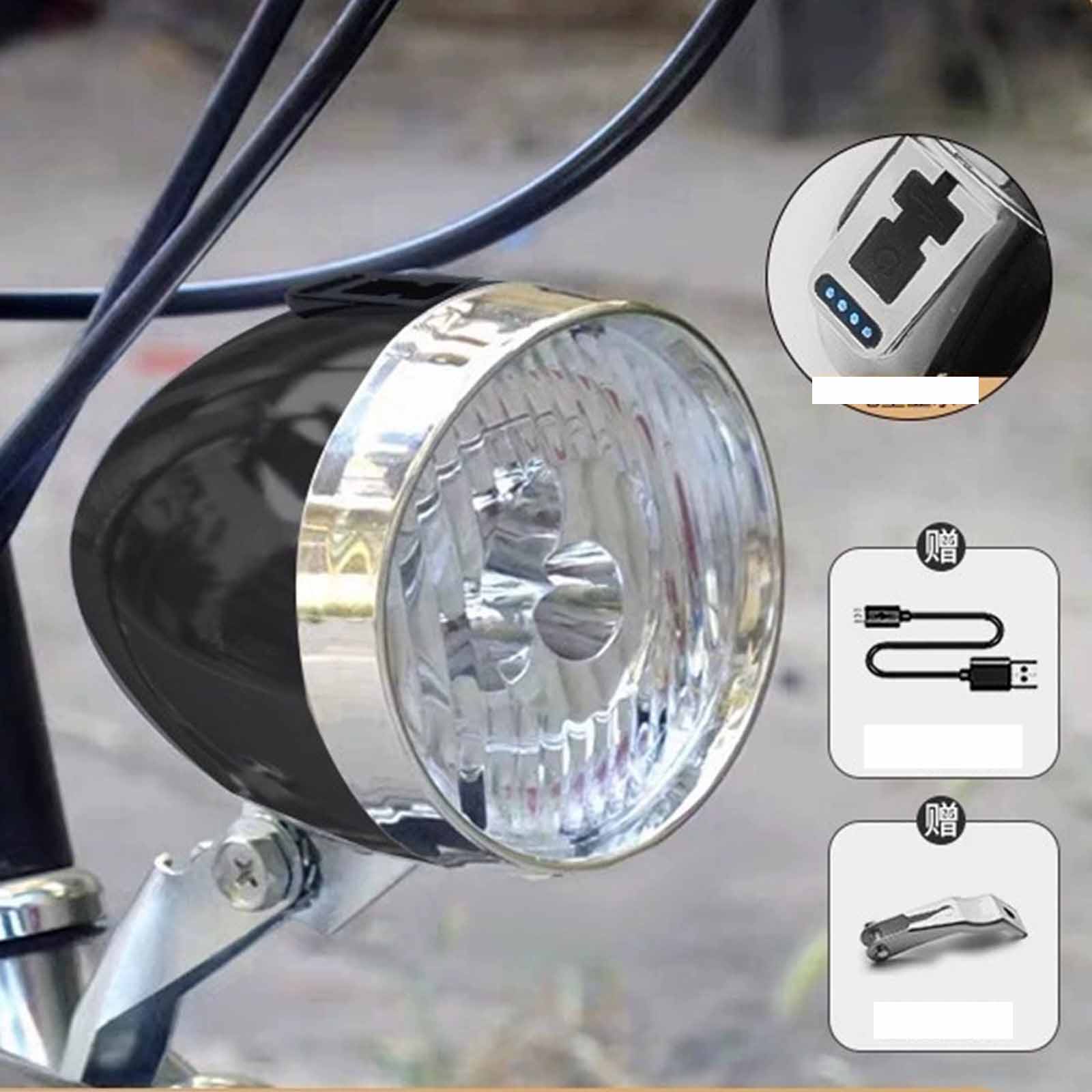 

Перезаряжаемая USB фара – Ретро светодиодный передний фонарь для горных велосипедов, Велосипедное оборудование высокой яркости One Size