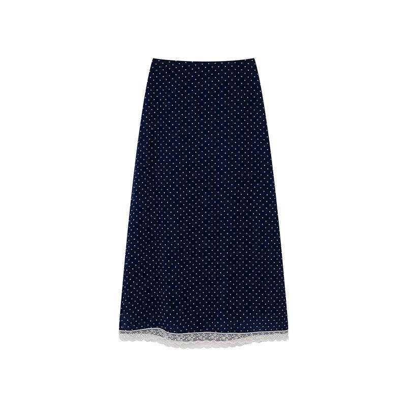 Women s High Rise Midi Skirt A Line Polka Dot Chiffon Skirt Sweet Korean Casual Long Skirt XS