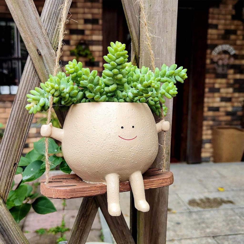 Swing Face Planter Pot Plant Hanger Baskets Lovely Swing Face Planter Pot Succulents Flower Pots Balcony Wall Hanging Planter