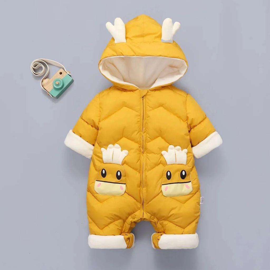New Born Warm Baby Coat Winter Hooded Rompers Thick Jumpsuit Overalls Snowsuit Children Boys Clothing Kids Clothes DropShipping