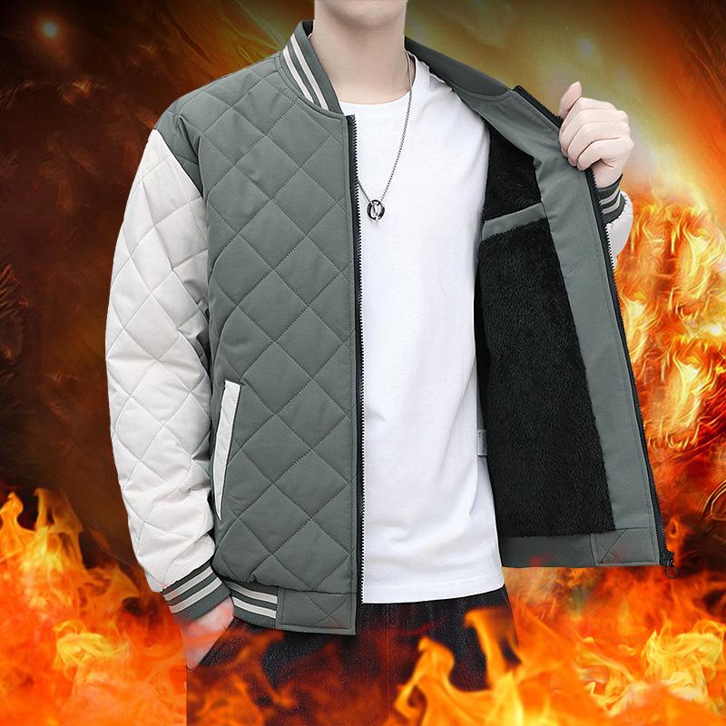 

New Spring and Autumn Tooling Jacket Men s Trend Loose Boys Winter Clothing Thickened Padded Jacket Cotton Clothes Jacket 5XL темно-зеленого