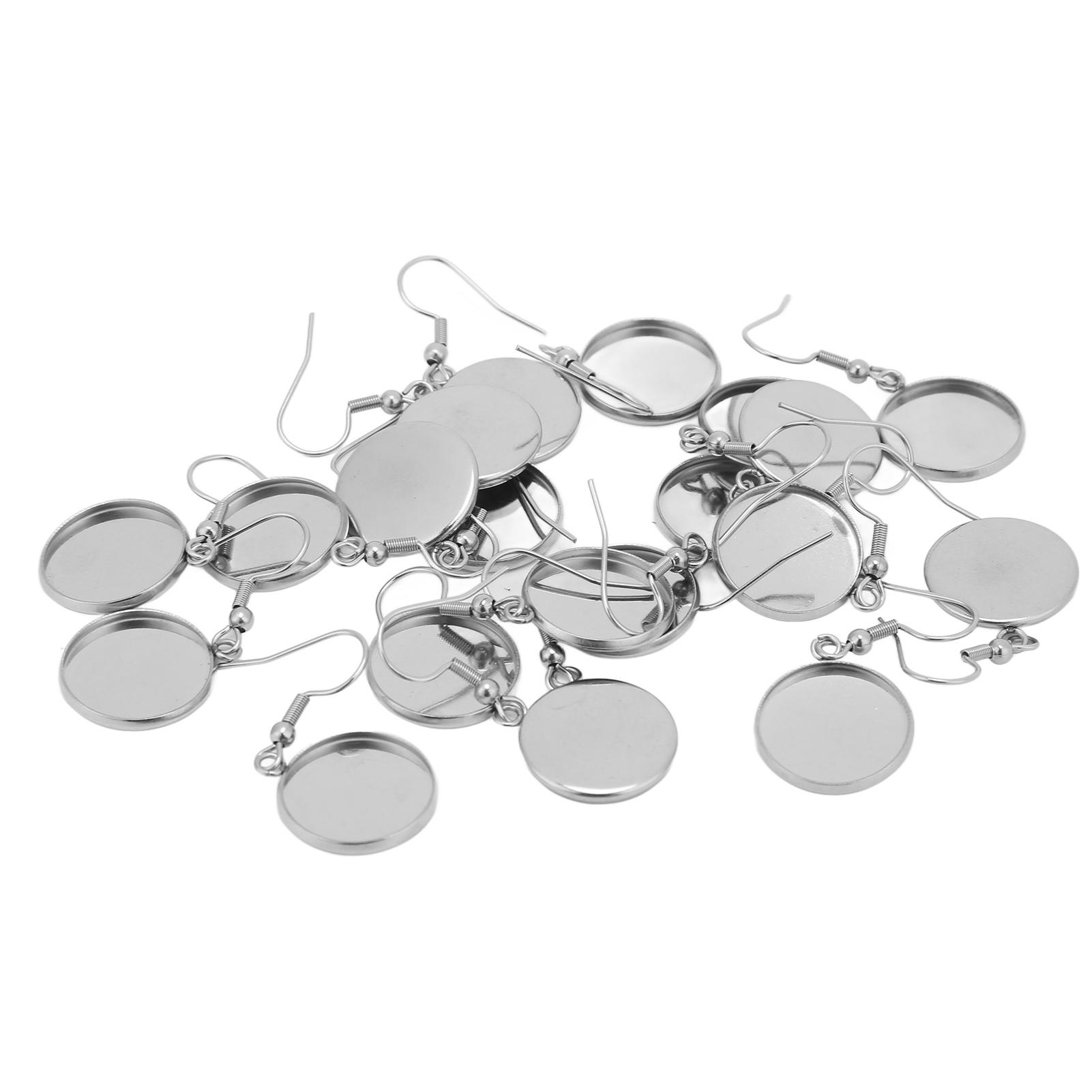 

20 шт., пустые безели для сережек, стальной цвет, 16 мм, частично готовые изделия, ювелирные изделия, аксессуары для самостоятельного изготовления серег, аксессуары