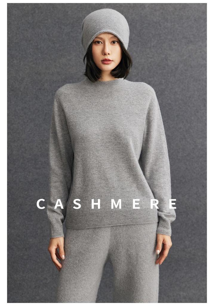 Women's Cashmere Loose Half-High Neck Sweater – Versatile Casual Knitwear for Autumn/Winter