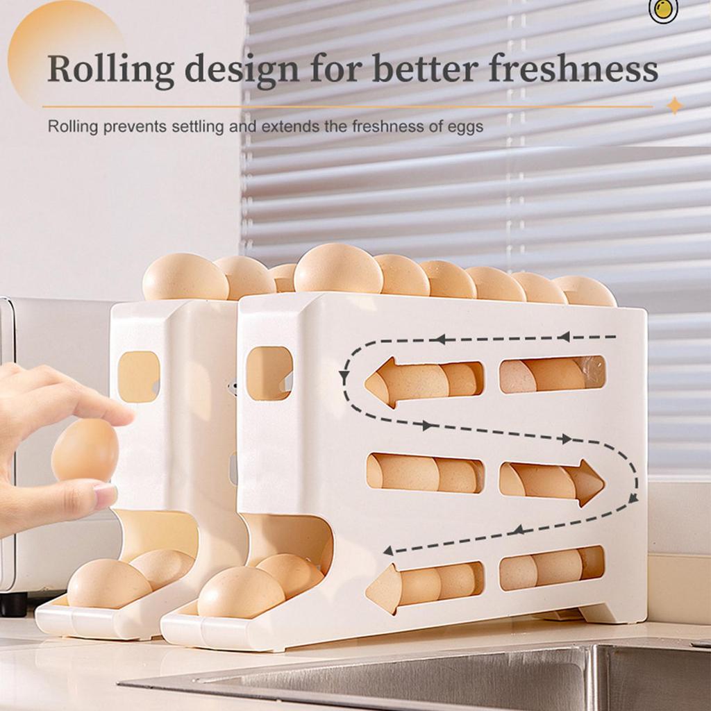 4 Layer Automatic Egg Roller Egg Holder Kitchen Dedicated Egg Roller Rack Space Saving Large Capacity Egg Organiser Egg Boxes