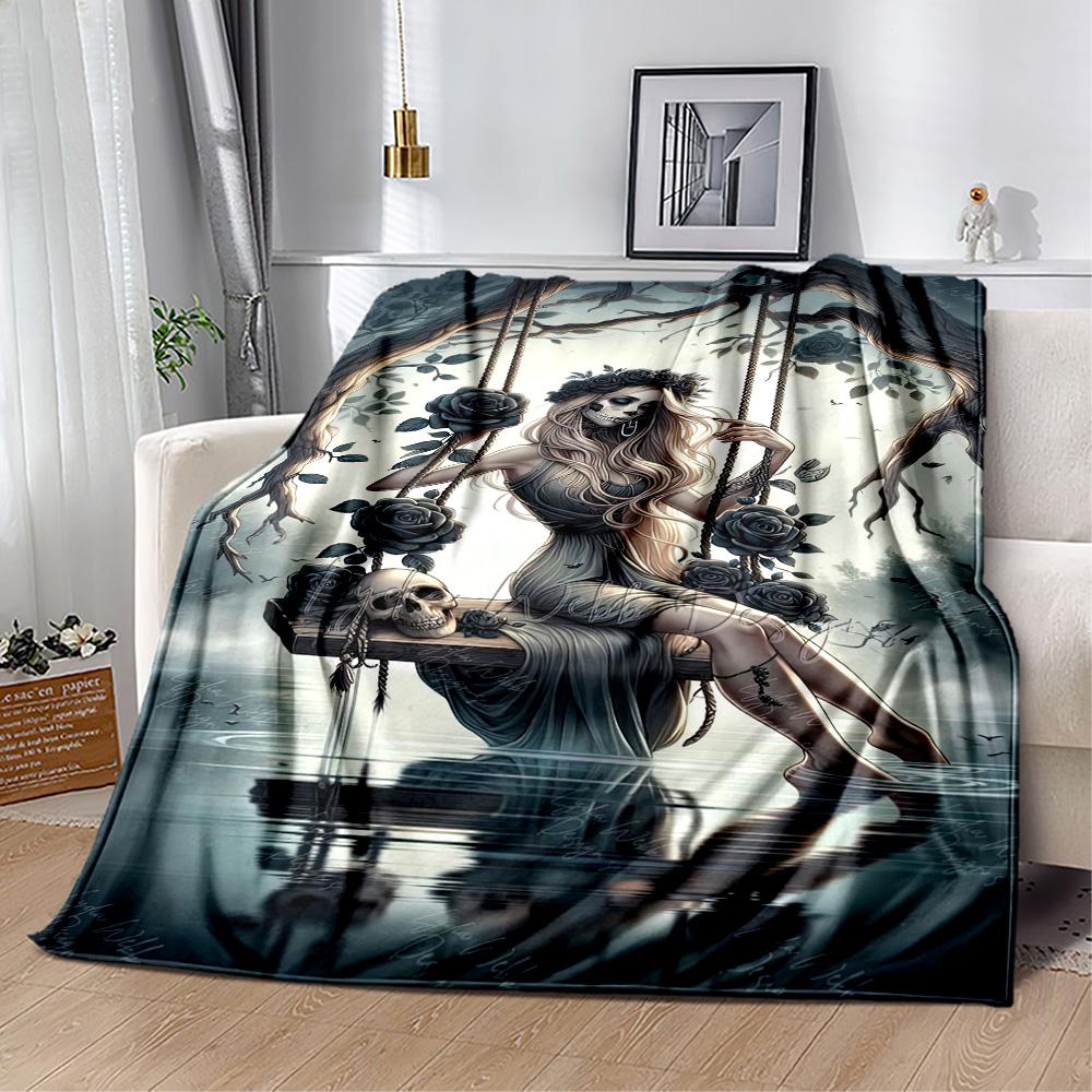 Gothic Style Blanket Soft Warm Cozy Great for Bed Livingroom Office Chair for All Occasions Playful Design Birthday Christmas Gift Blanket