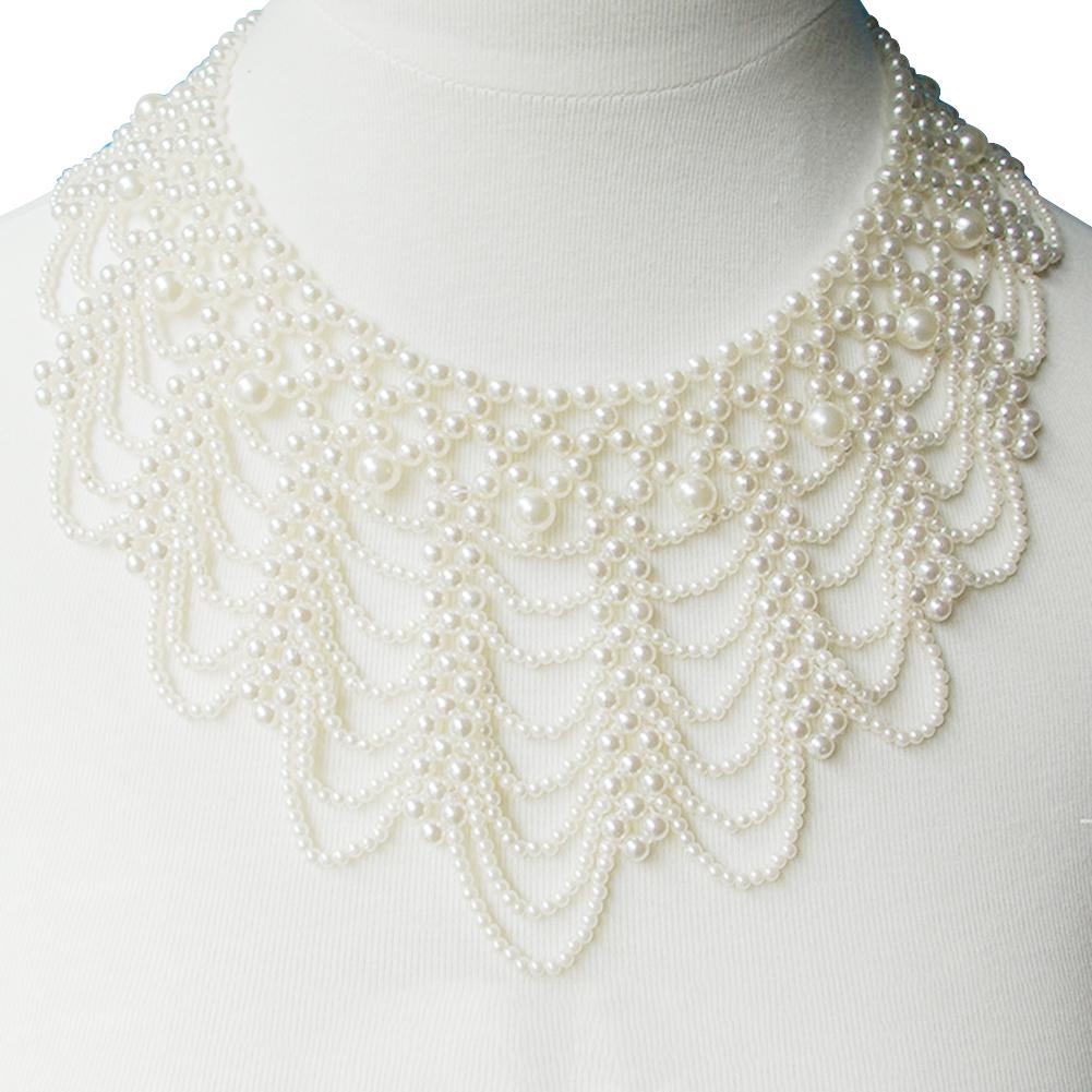 Pearl Necklace Hollowed Collar Elegant Imitation Statement