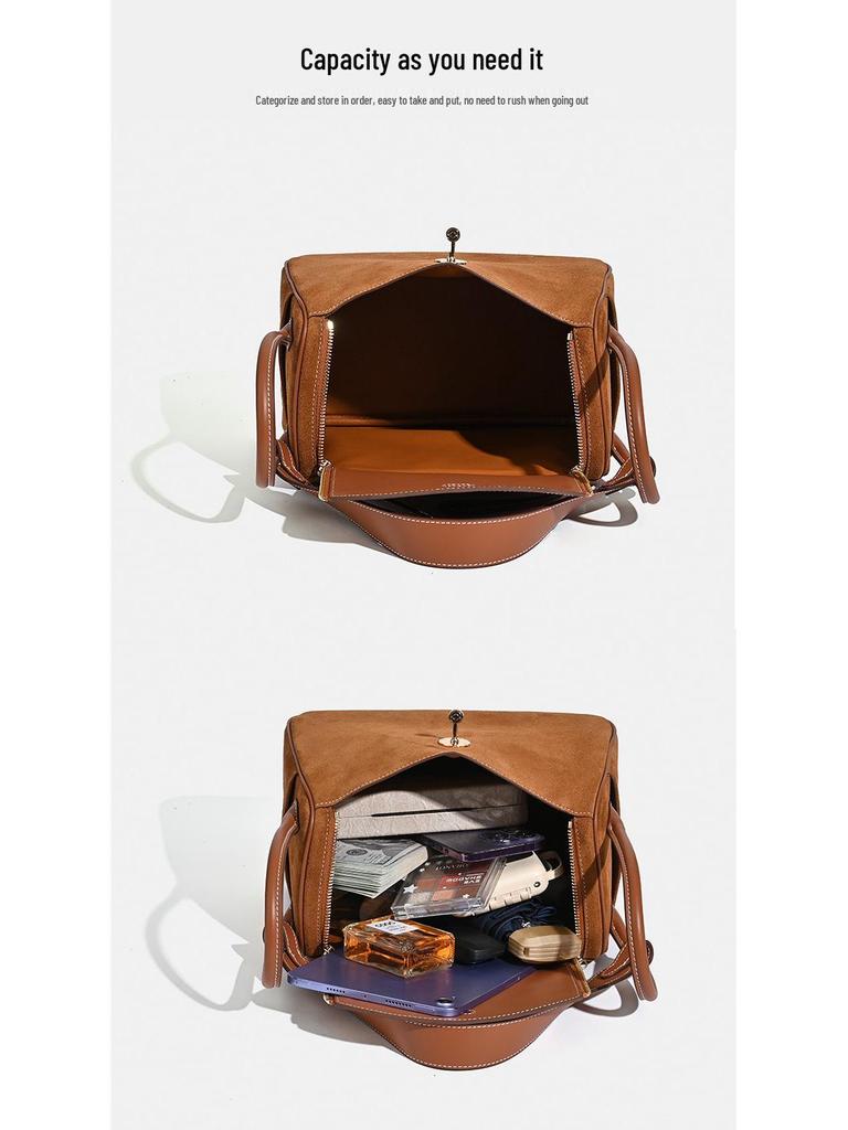 Damska torba Lindy Doctor ze skóry krowiej 2025: Skóra matowa, Duża pojemność, Modna torba na dojazdy do pracy i na ramię na jesień/zimę