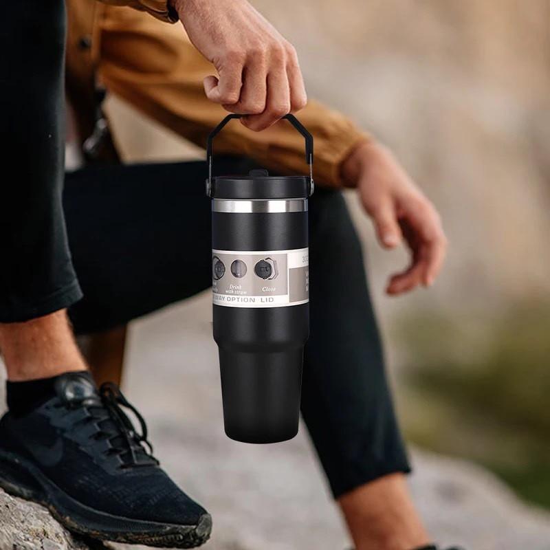 20oz 30oz Stainless Steel Vacuum Insulated Travel Mug With Handle Straw Car Office Home Use