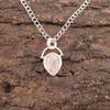 Pear Rose Quartz Gemstone Sterling Silver Boho Unique Best Sisters Gift Pendant PP-56-23