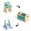 Wooden Doll House Furniture Baby Room Set Miniature Models DIY Assembled Toys with Chair Bed Stroller