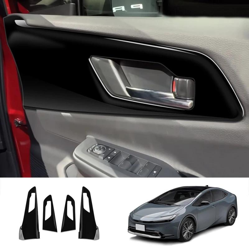 LHD RHD For Toyota Prius 60 Series  2024  ABS Carbon Fiber Black Car Inner Door Handle Bowl Panle Cover Sticker Accessories