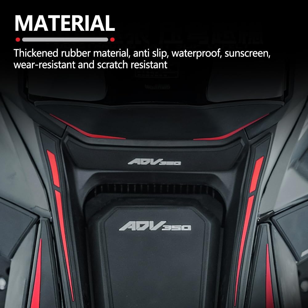 New Rubber Tank Pad Sticker Kit for ADV350 Motorcycles, Thickens Anti-Slip Sticker Body, Compatible with Honda ADV350 (Red)
