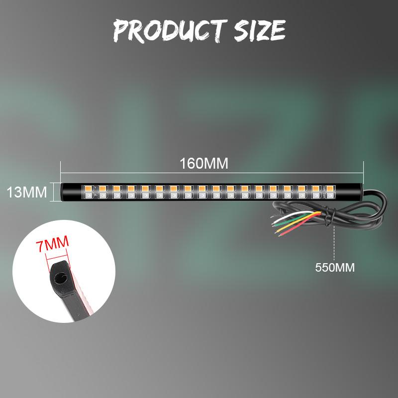 Flexible Motorcycle Rear Brake Light LED 12V DRL Turn Signal Lamp Stop Taillight 3-in-1 Flowing Indicator Light for Cafe Racer