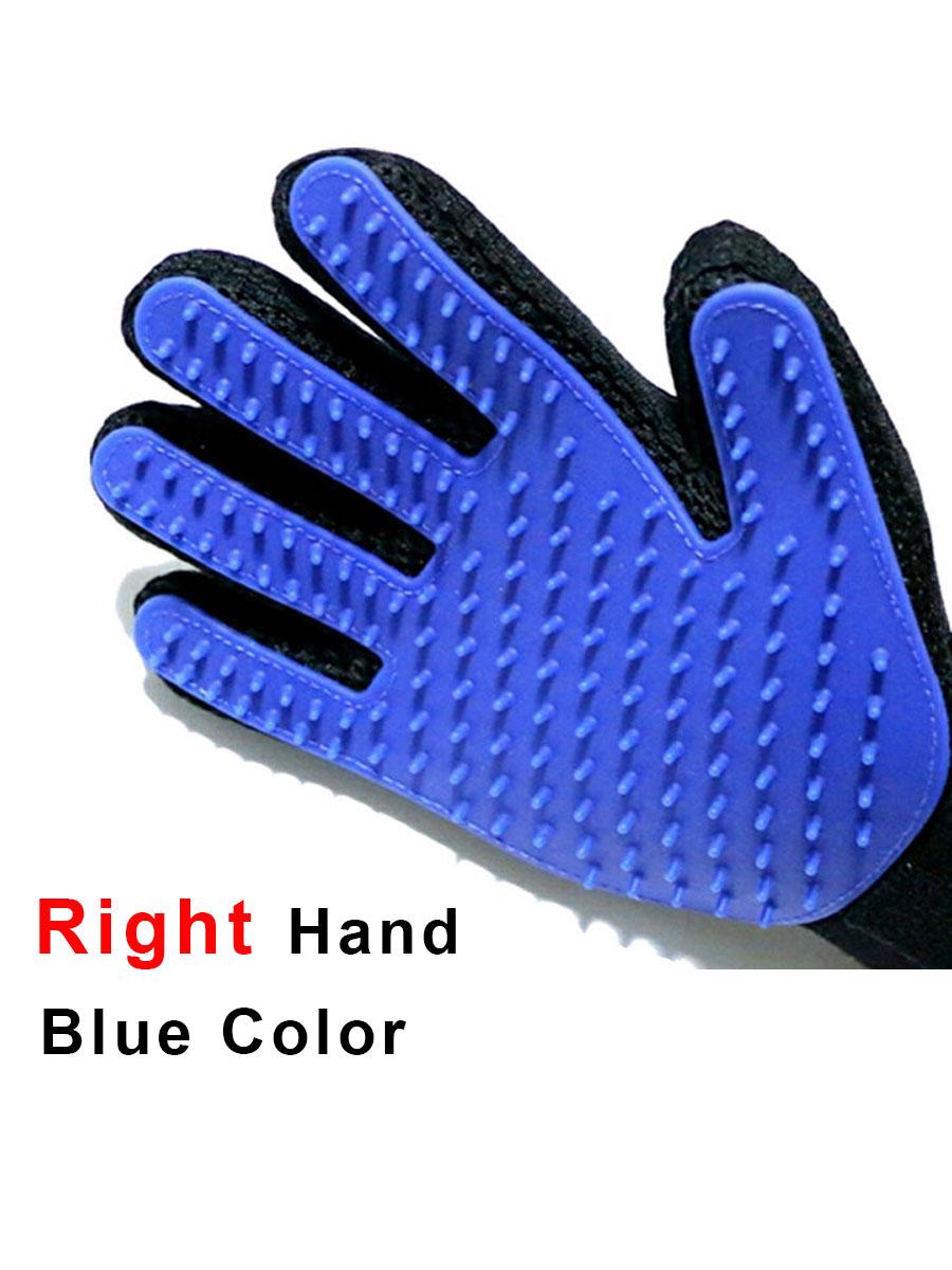 

1 шт. перчатки для удаления шерсти у кошек на правую руку - щетки для бережной линьки для собак, кошек и лошадей с длинной и короткой шерстью синего цвета синий