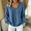 Women's Fashion Color Neck Long Sleeve Loose Fit Pullover Knit Sweater Top