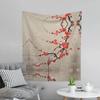 Tapestry se zimním květem švestky, Tradiční čínská červená květinová závěsná dekorace na zeď se sněhem pro Zen a estetickou domácí výzdobu
