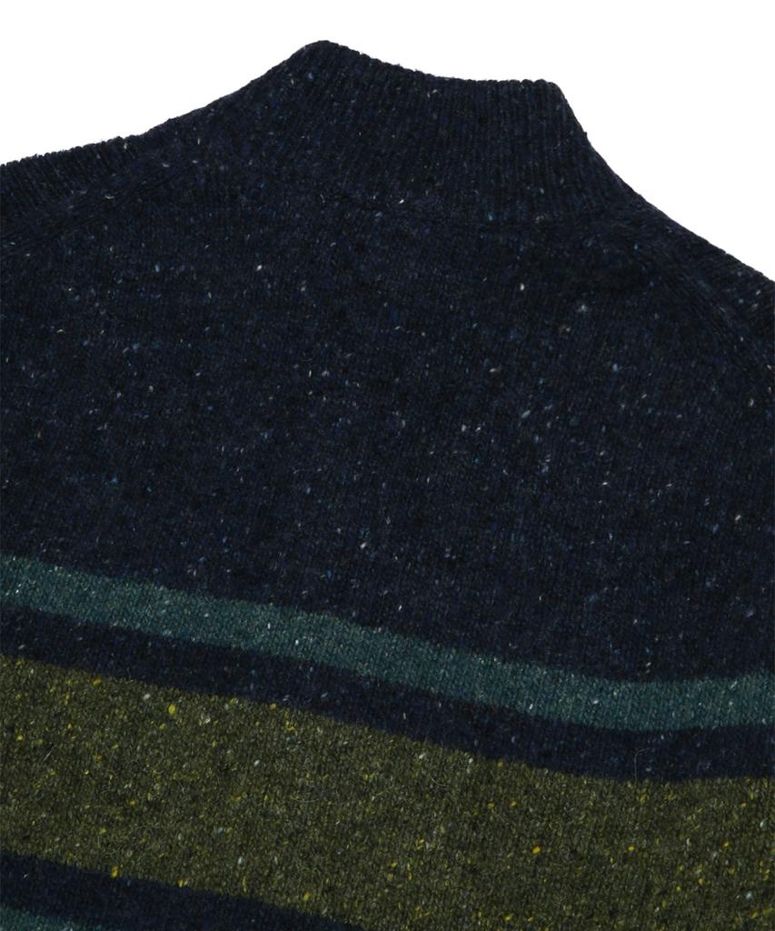 BROOKS BROTHERS Donegal Striped Full-Zip Sweater (Blue) (Bbwwmf1432Mdw)