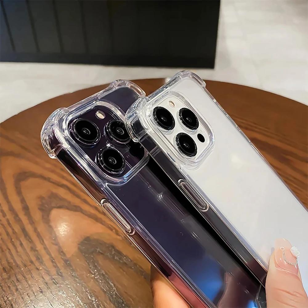 Shockproof Clear Silicone Case For iPhone 13 14 15 Pro Max Clear Silicone Soft Cover For 15 14 Plus 13 Mini Ultra Thin Back Cove