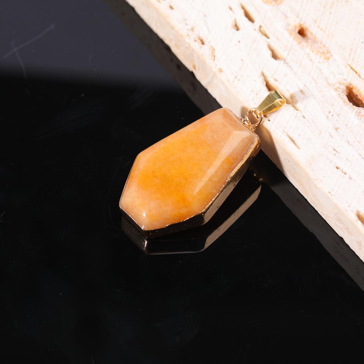 

Tiger Eye & Rose Quartz Crystal Coffin-Shaped Pendant Necklace Pendant Only