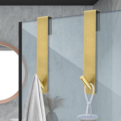 2pcs Heavy-Duty Stainless Steel Glass Door Hooks with Silent Pads - Wall-Mounted Towel Rack for Bathroom for Towels Robes, Coats
