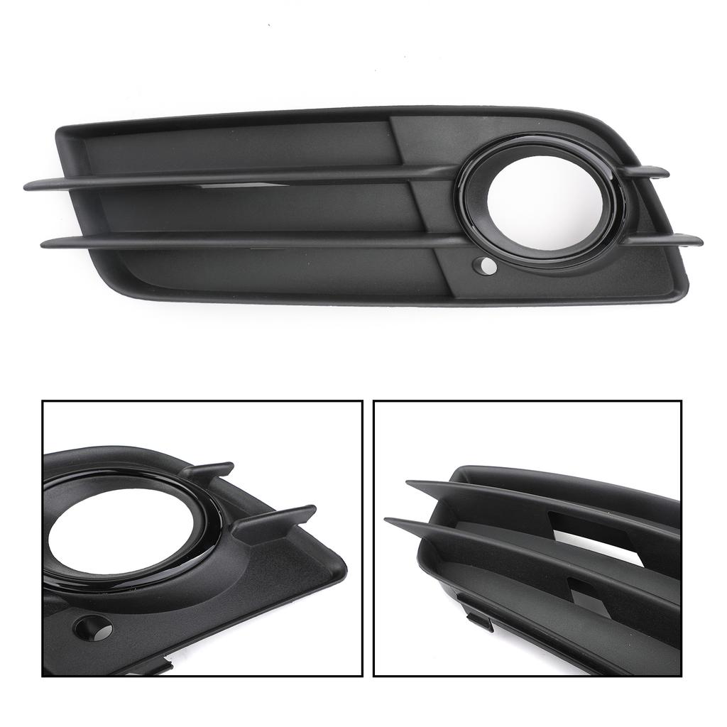 Left Side Matte Black Fog Light Grill S-Line Bumper For A4 B8 2008-2012
