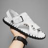 Summer Peep-toe Youth Beach Shoes Outdoor Casual Leather Sandals Dual-use Men Slippers Non-slip Male Half Drag Wading Aqua Shoes