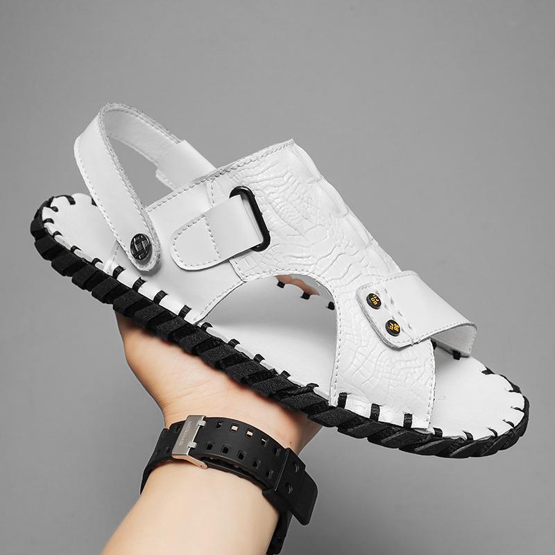 FashionSummer Sandals Men Leather Classic Roman Sandals New Slipper Outdoor Sneaker Beach Rubber Flip Flops Men Water Trekking Sandals