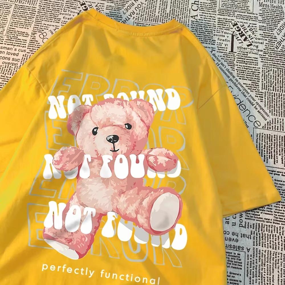 Not Found Perfectly Functional Teddy Bear Mens T-Shirts High Quality Cotton Clothes Loose Cotton Breathable T Shirt O-Neck Tops