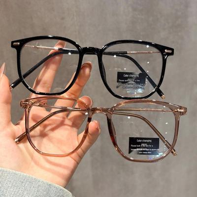 Korean Style Anti-Blue Light Large Square Eyeglass Frames for Men & Women