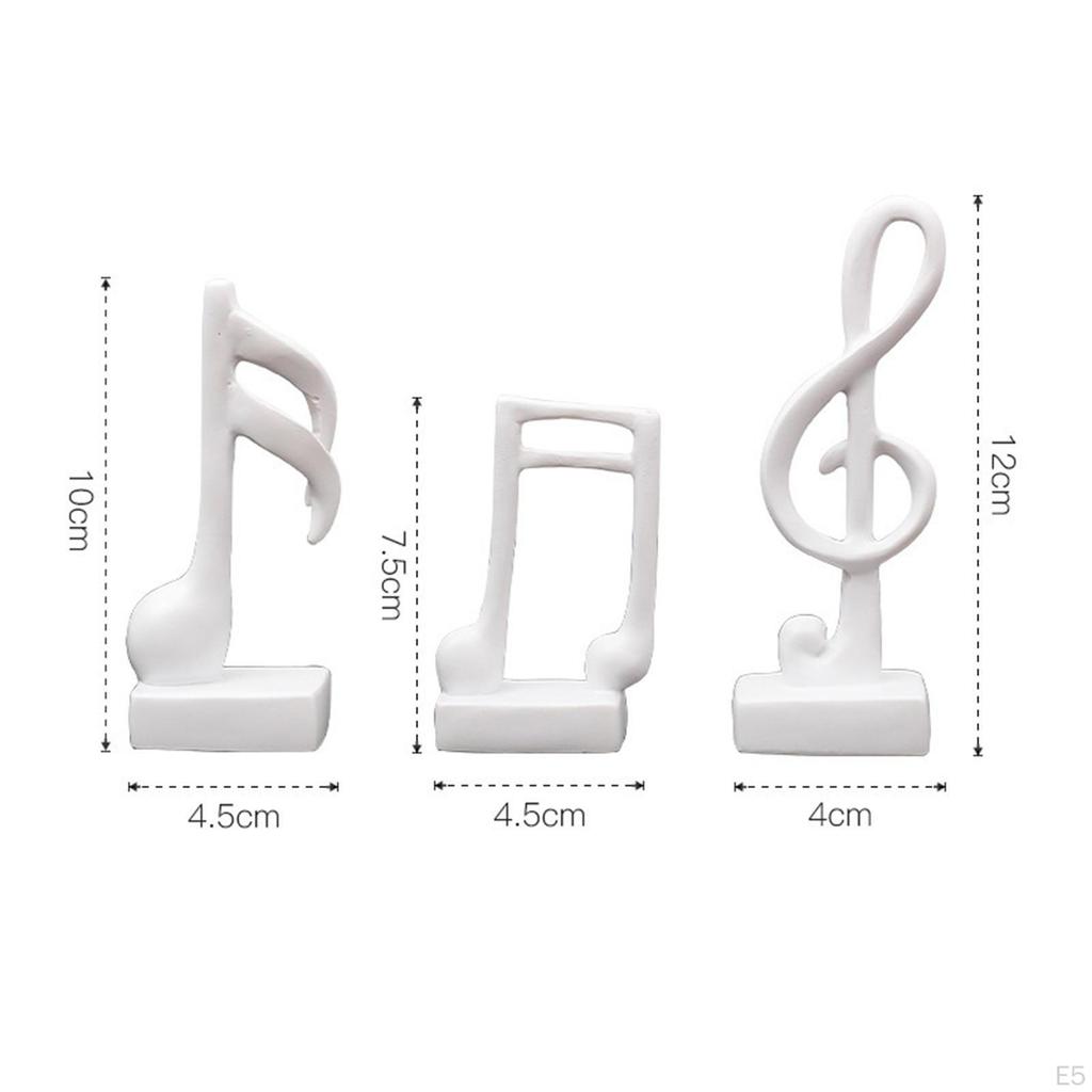3 Pcs Modern Musical Notes Statues Sculpture Symbol Crafts Resin Figurine Music
