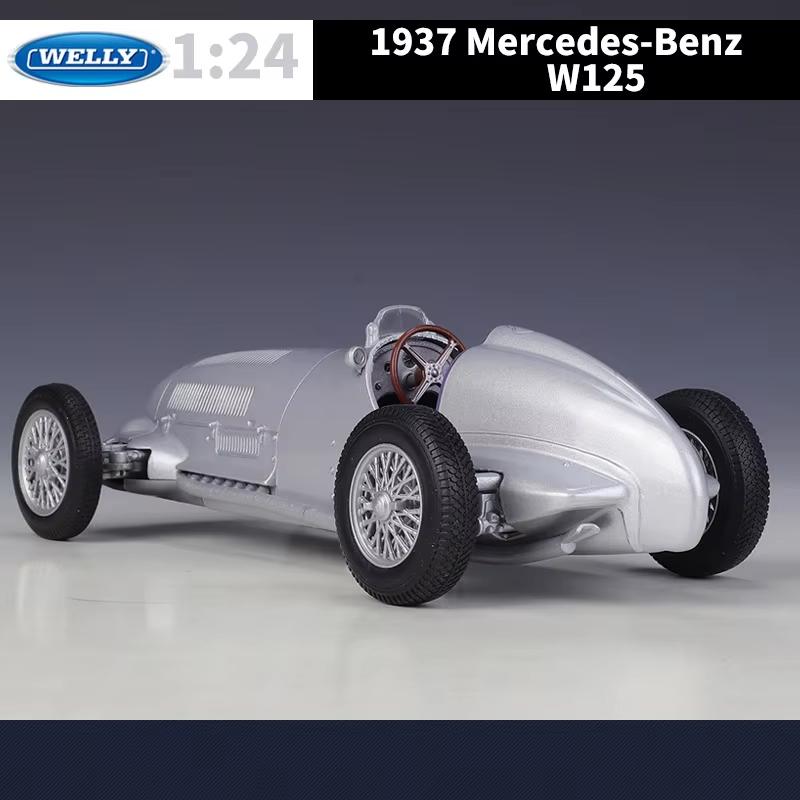 Welly 1/24 1937 Mercedes Benz W125 Alloy Scale Car Model Diecast Metal Static Collection Children Toy Car Vehicles Gifts