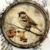 Vintage Cherry Blossom Bird Metal Round Tin Sign, Retro Aluminum Wall Art Kitchen Home Decor